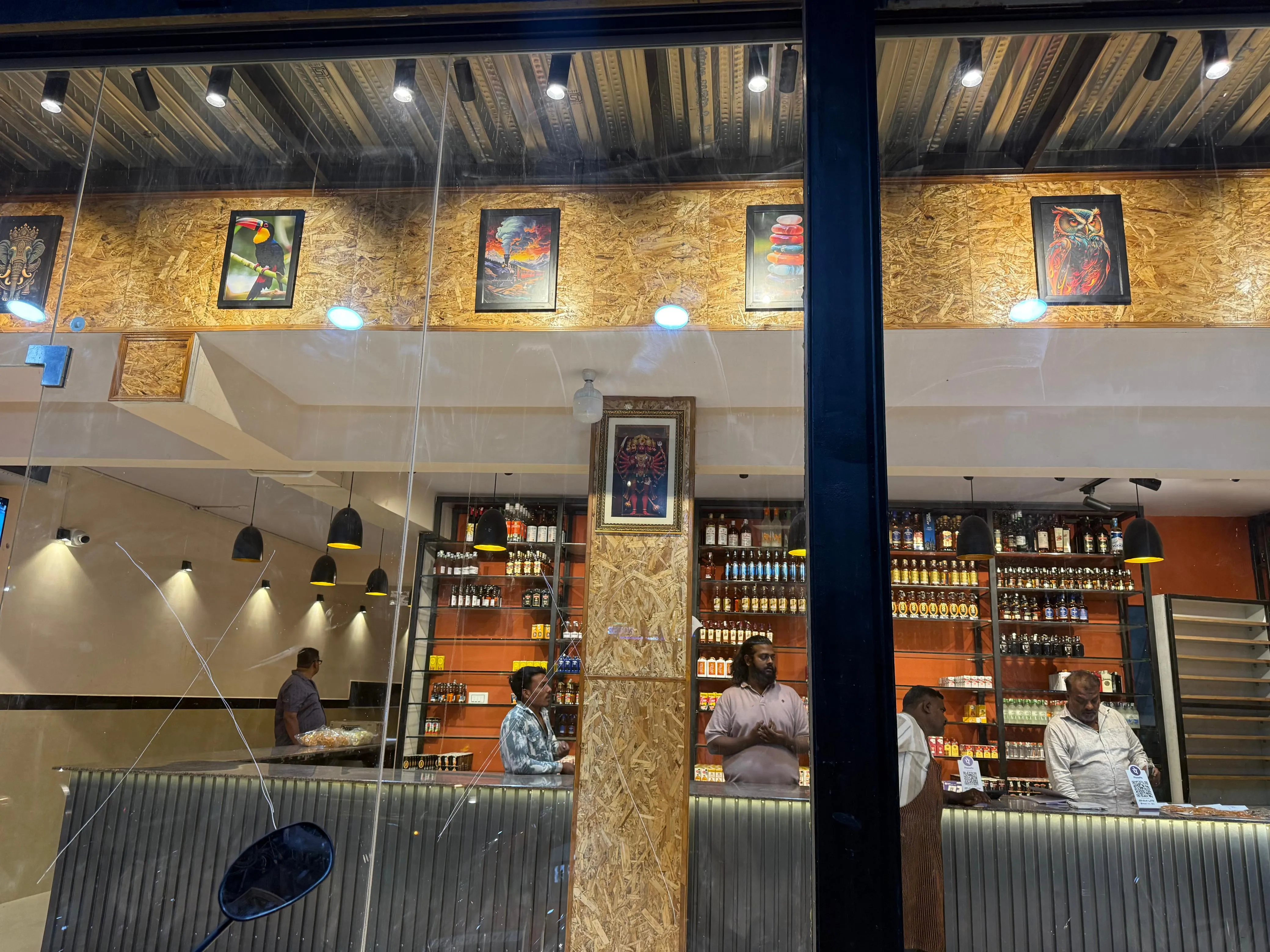 Well-stocked bar counter at Arunachala