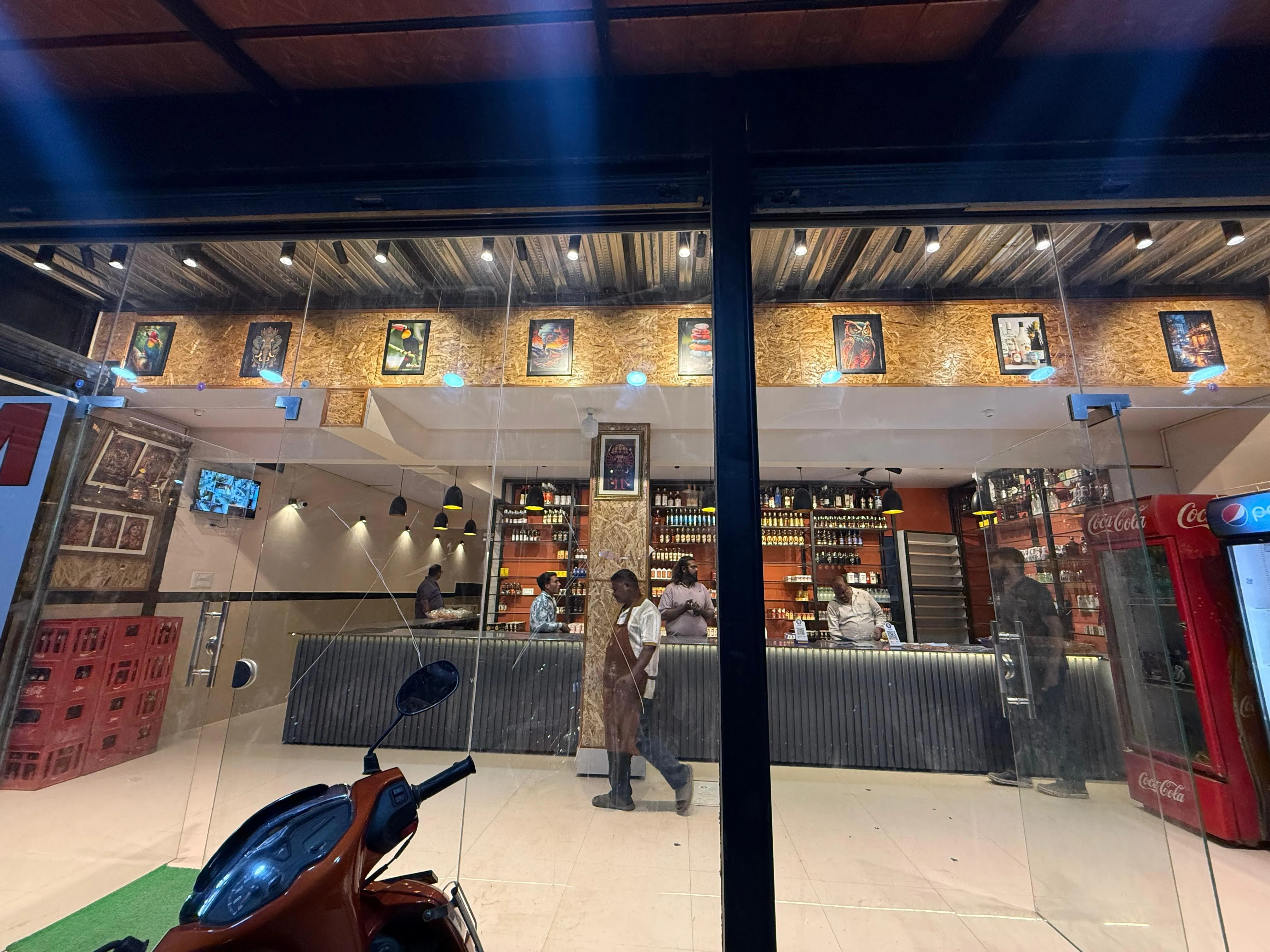 Bar counter and seating at Arunachala
