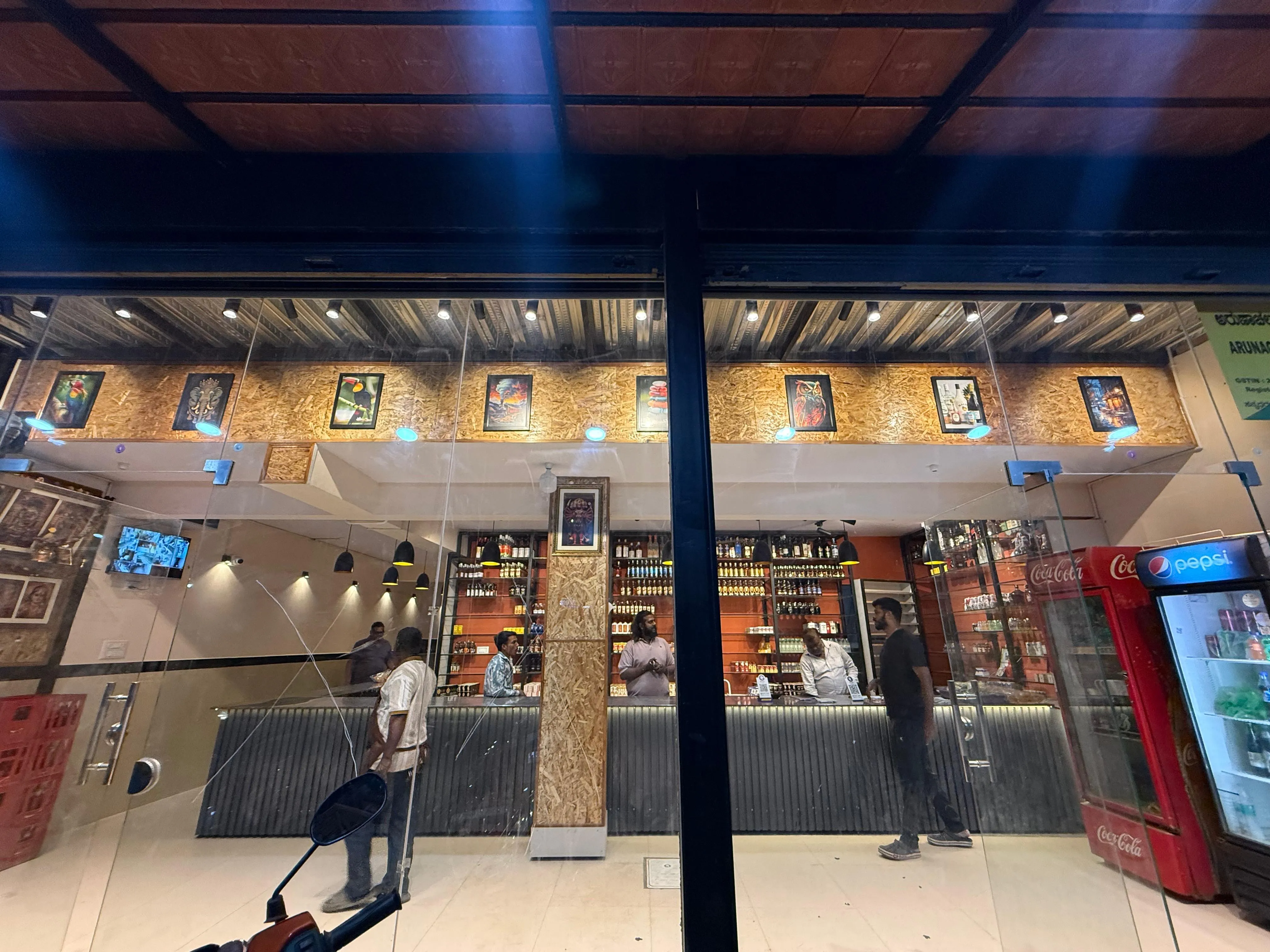 Bar counter with wide selection at Arunachala